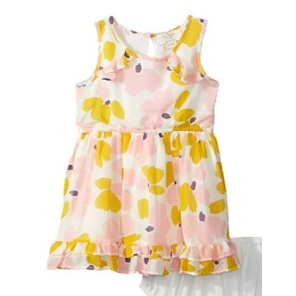 Kate Spade New York Daub Floral Yellow Ruffle Hem Dress Size 4T
